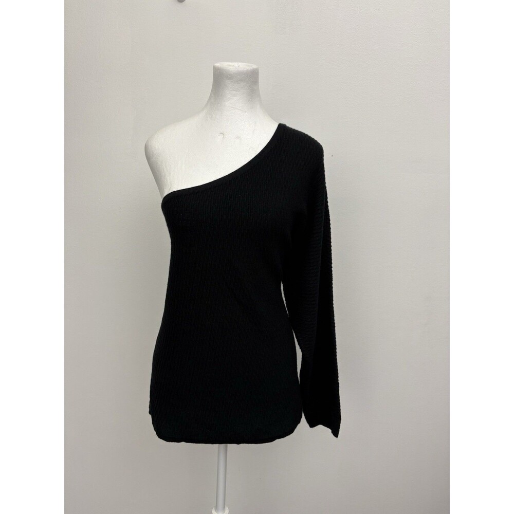 Lane Bryant Women's Black One Shoulder Ribbed Knit Sweater Size 14/16